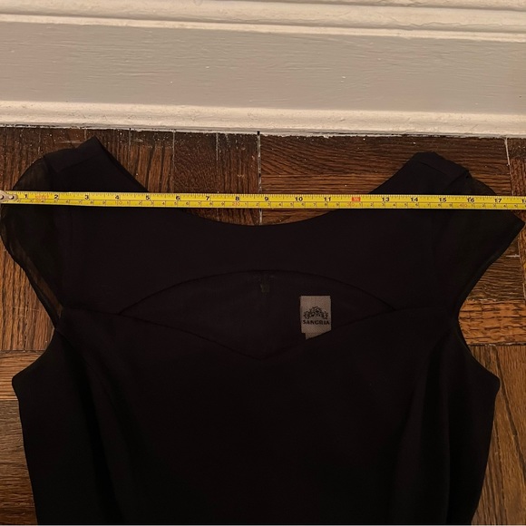 A line long evening black gown with strass belt size 6 - Picture 7 of 15